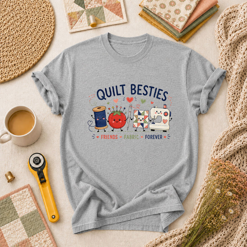 Quilt Besties Friends Fabric Forever T-Shirt - Athletic Heather