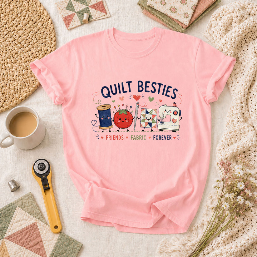 Quilt Besties Friends Fabric Forever T-Shirt - Pink