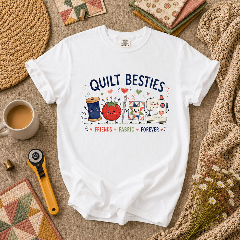 Quilt Besties Friends Fabric Forever T-Shirt - White