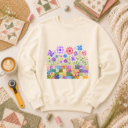 Quilt Block Flower Garden Long Sleeve - Natural