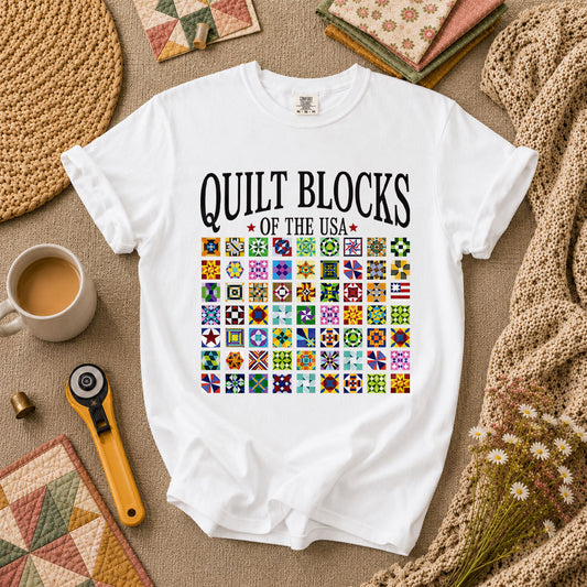 Quilt Blocks Of The USA T-Shirt - White