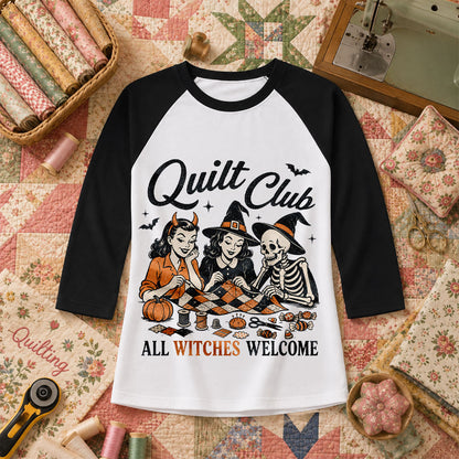 Quilt Club All Witches Welcome Raglan Sleeve - Black