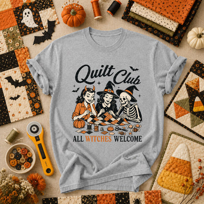 Quilt Club All Witches Welcome T-Shirt - Athletic Heather