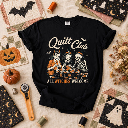 Quilt Club All Witches Welcome T-Shirt - Black