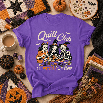 Quilt Club All Witches Welcome T-Shirt - Heather Team Purple