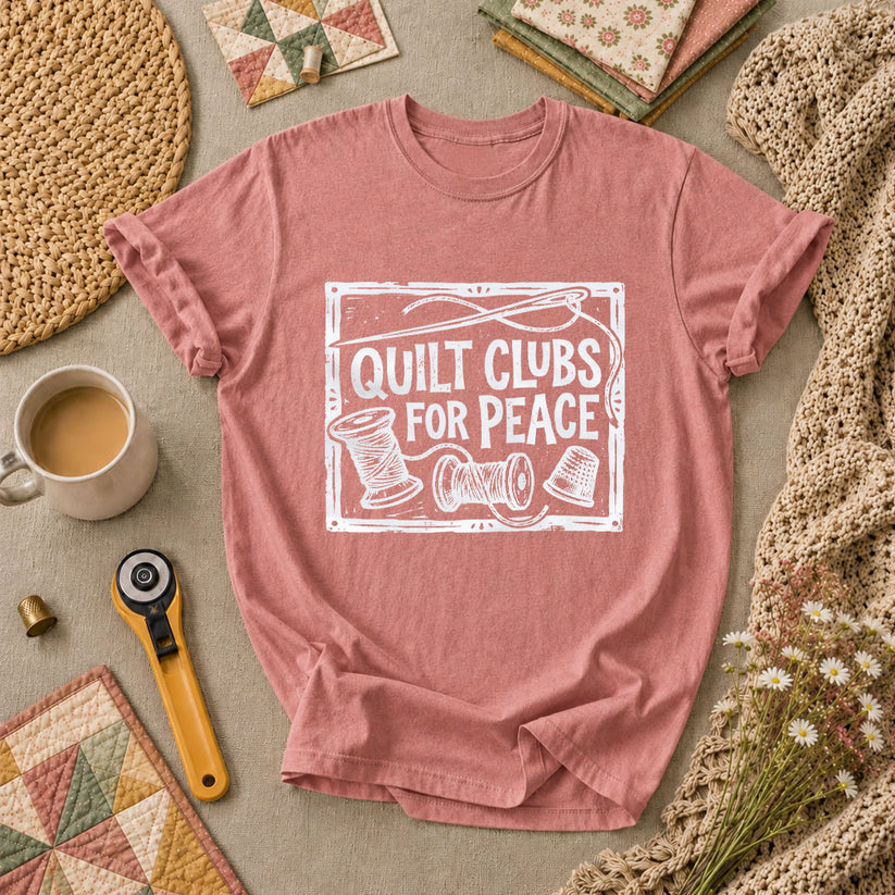 Quilt Clubs For Peace Vintage T-Shirt - Heather Mauve