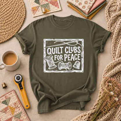 Quilt Clubs For Peace Vintage T-Shirt - Military Green