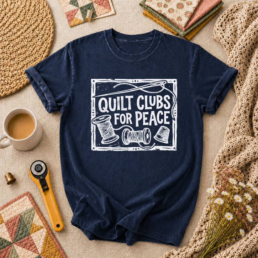 Quilt Clubs For Peace Vintage T-Shirt - Navy