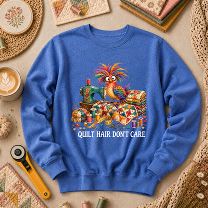 Quilt Hair Don't Care Wild Bird Long Sleeve - Heather True Royal