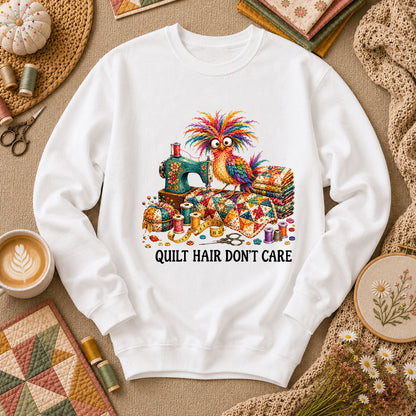 Quilt Hair Don't Care Wild Bird Long Sleeve - White