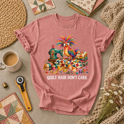 Quilt Hair Don't Care Wild Bird T-Shirt - Heather Mauve