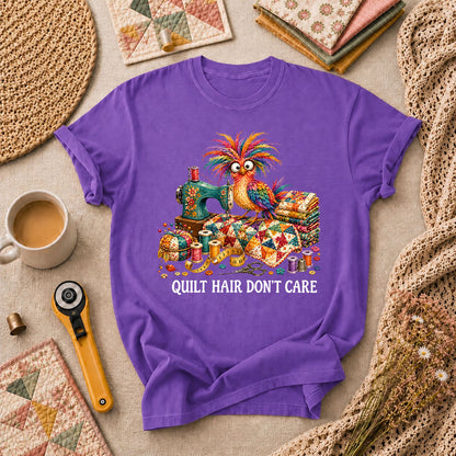 Quilt Hair Don't Care Wild Bird T-Shirt - Heather Team Purple