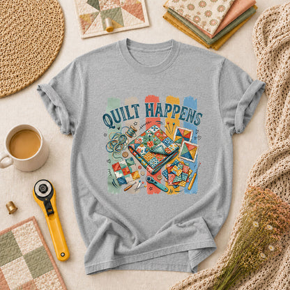 Quilt Happens Vintage T-Shirt - Athletic Heather