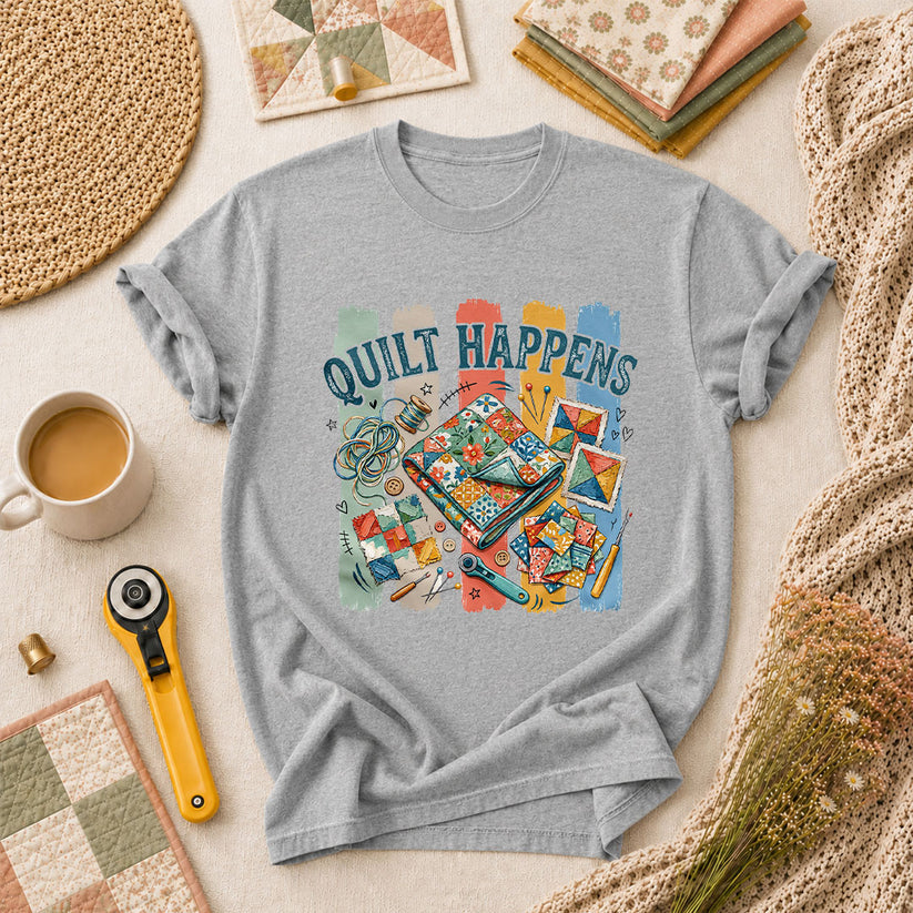Quilt Happens Vintage T-Shirt - Athletic Heather