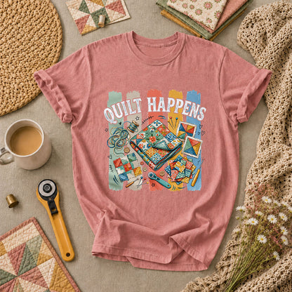 Quilt Happens Vintage T-Shirt - Heather Mauve