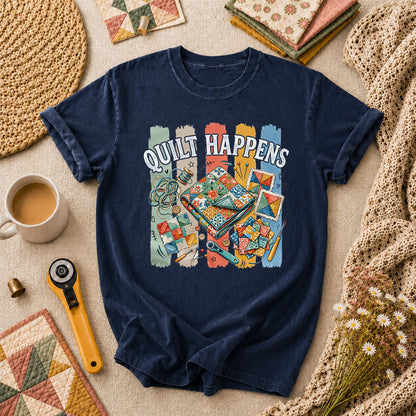Quilt Happens Vintage T-Shirt - Navy