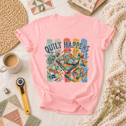 Quilt Happens Vintage T-Shirt - Pink