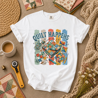 Quilt Happens Vintage T-Shirt - White