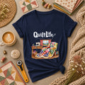 Quilt Life Cozy Sewing Machine Patchwork Women's V-Neck