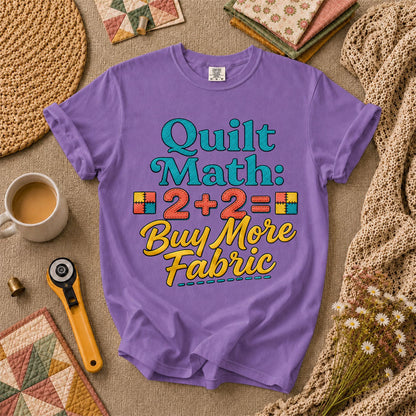 Quilt Math 2 Plus 2 Equals Buy More Fabric T-Shirt - Heather Team Purple
