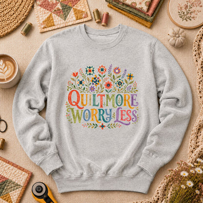 Quilt More Worry Less Long Sleeve - Sport Grey