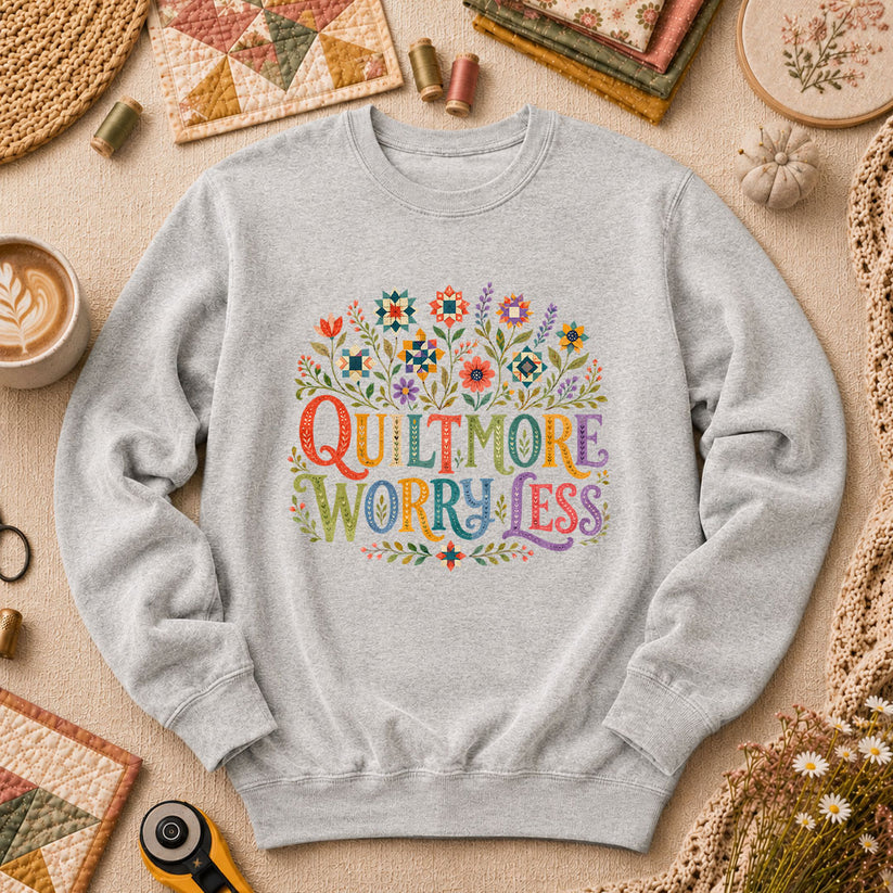 Quilt More Worry Less Long Sleeve - Sport Grey