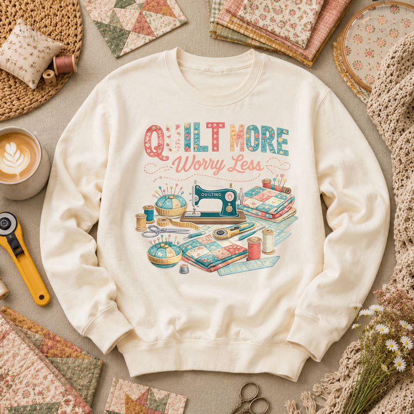 Quilt More Worry Less Sewing Workstation Long Sleeve - Natural