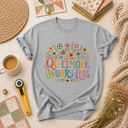 Quilt More Worry Less T-Shirt - Athletic Heather