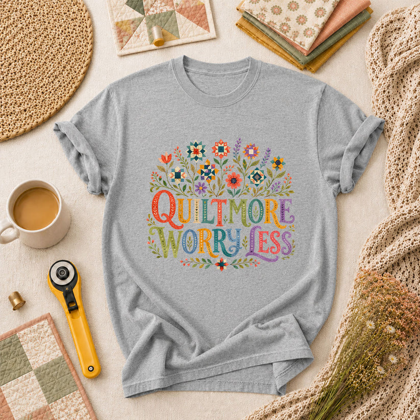 Quilt More Worry Less T-Shirt - Athletic Heather