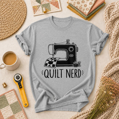 Quilt Nerd Vintage Sewing Machine Funny T-Shirt - Athletic Heather