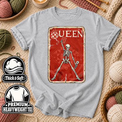 Quilt Queen Skeleton Vintage Poster T-Shirt - Athletic Heather