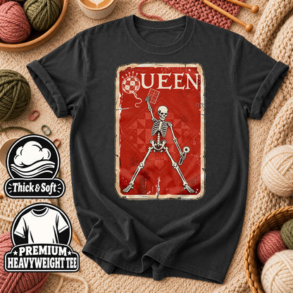 Quilt Queen Skeleton Vintage Poster T-Shirt - Dark Heather Grey