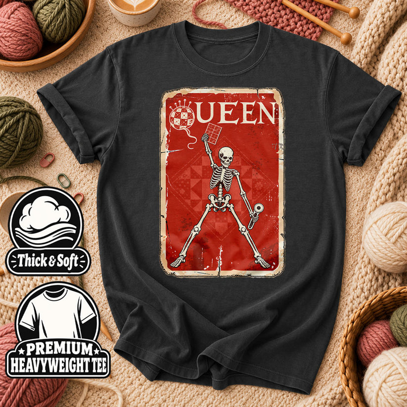 Quilt Queen Skeleton Vintage Poster T-Shirt - Dark Heather Grey