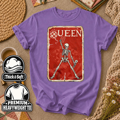 Quilt Queen Skeleton Vintage Poster T-Shirt - Heather Team Purple