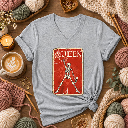 Quilt Queen Skeleton Vintage Poster Women's V-Neck - Athletic Heather