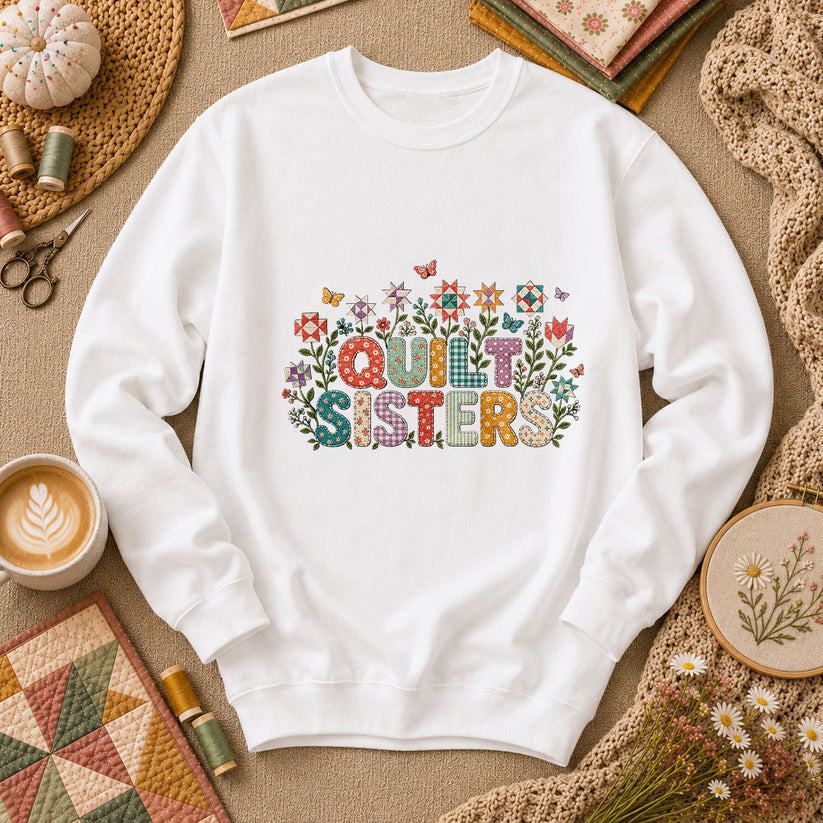 Quilt Sisters Long Sleeve - White