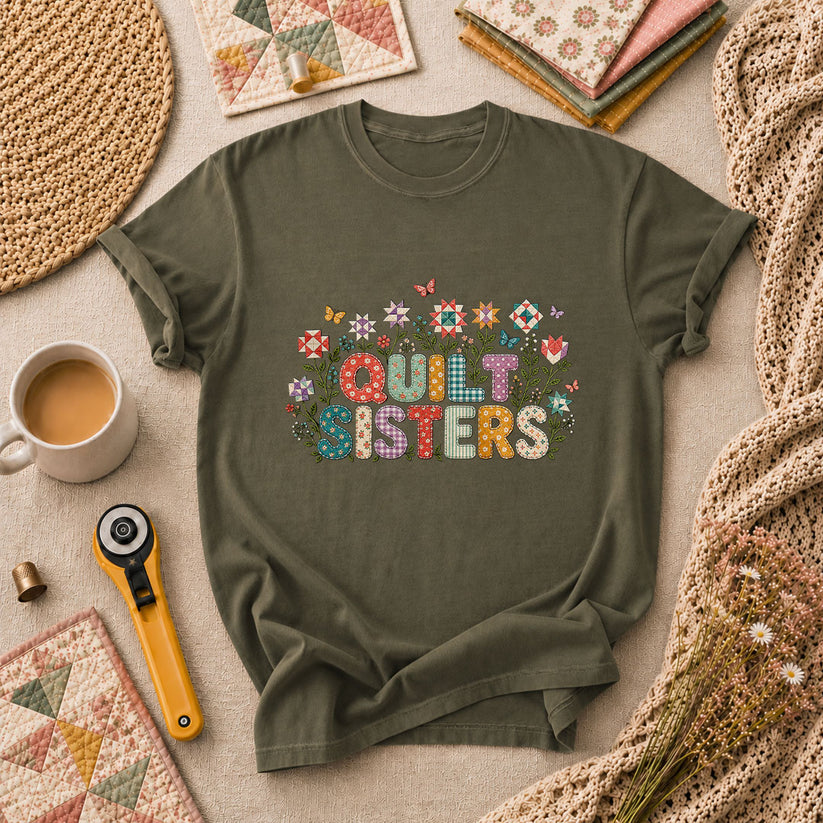 Quilt Sisters T-Shirt - Military Green