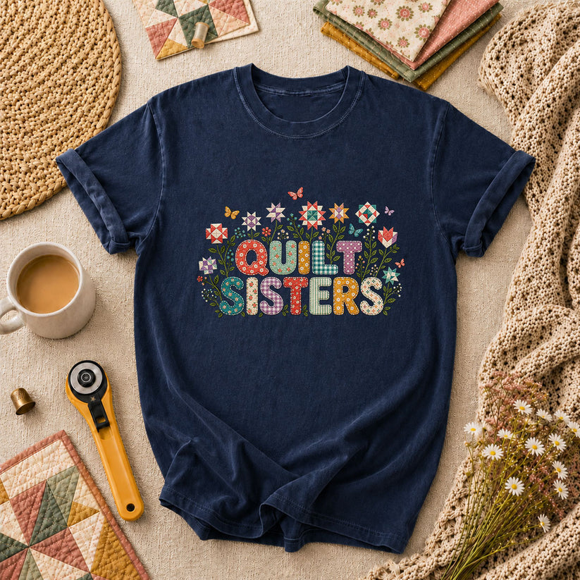 Quilt Sisters T-Shirt - Navy