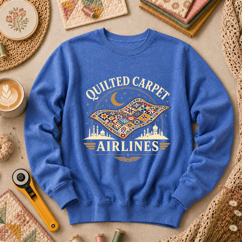 Quilted Carpet Airlines Long Sleeve - Heather True Royal