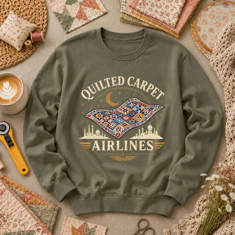Quilted Carpet Airlines Long Sleeve - Military Green
