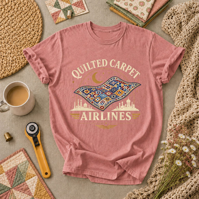Quilted Carpet Airlines T-Shirt - Heather Mauve