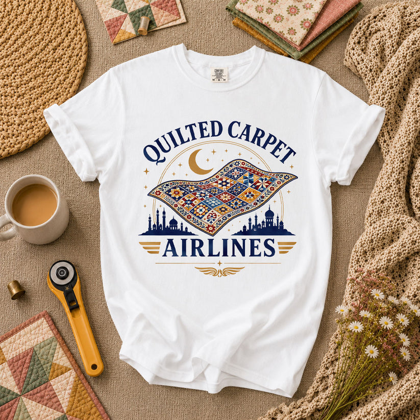 Quilted Carpet Airlines T-Shirt - White