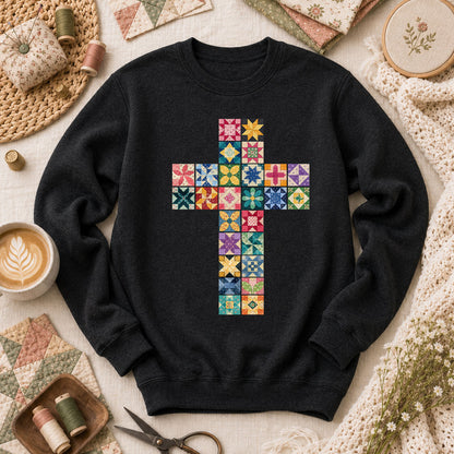 Quilted Cross Faith Long Sleeve - Black