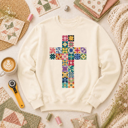 Quilted Cross Faith Long Sleeve - Natural