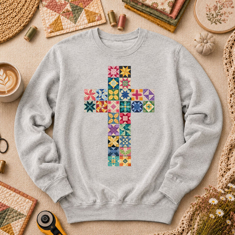 Quilted Cross Faith Long Sleeve - Sport Grey