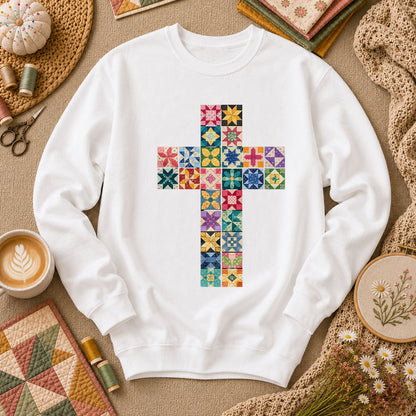 Quilted Cross Faith Long Sleeve - White