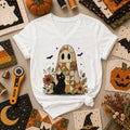 Quilted Ghost With Black Cat Halloween Women's V-Neck