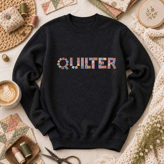Quilter Cross Stitch Long Sleeve - Black