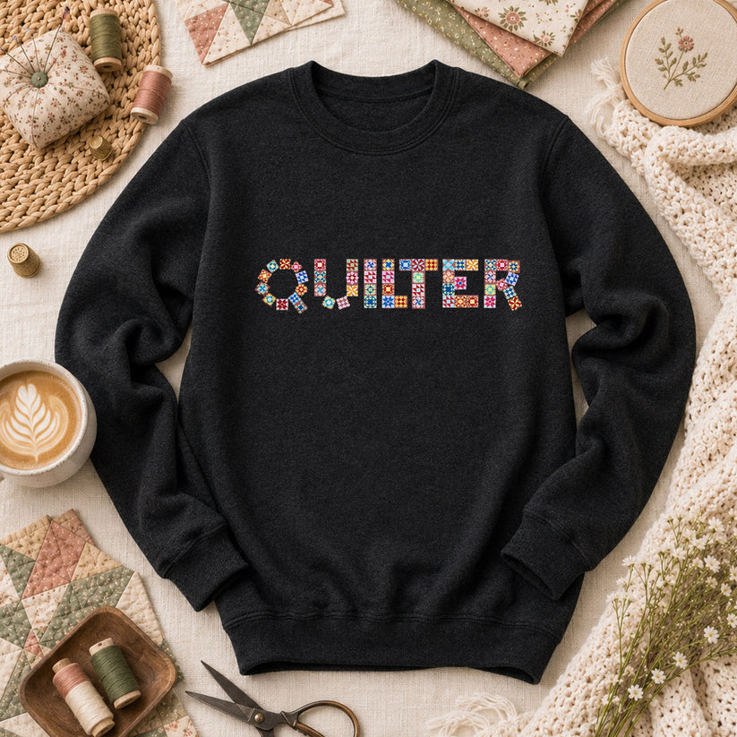 Quilter Cross Stitch Long Sleeve - Black