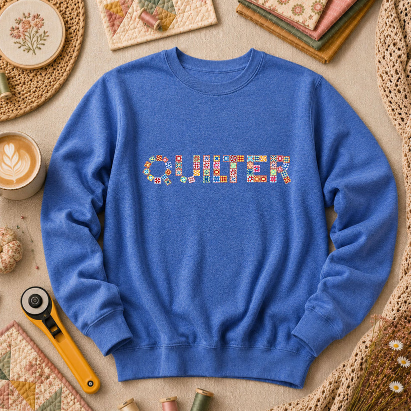 Quilter Cross Stitch Long Sleeve - Heather True Royal